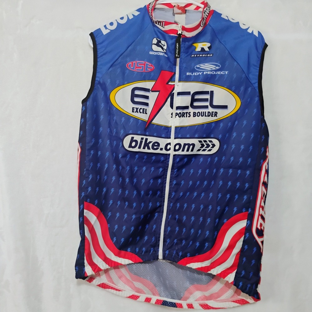 Vtg Giordana Mens Cycling Sleeveless Vest Excel Sports Full Zip Mesh Italy T